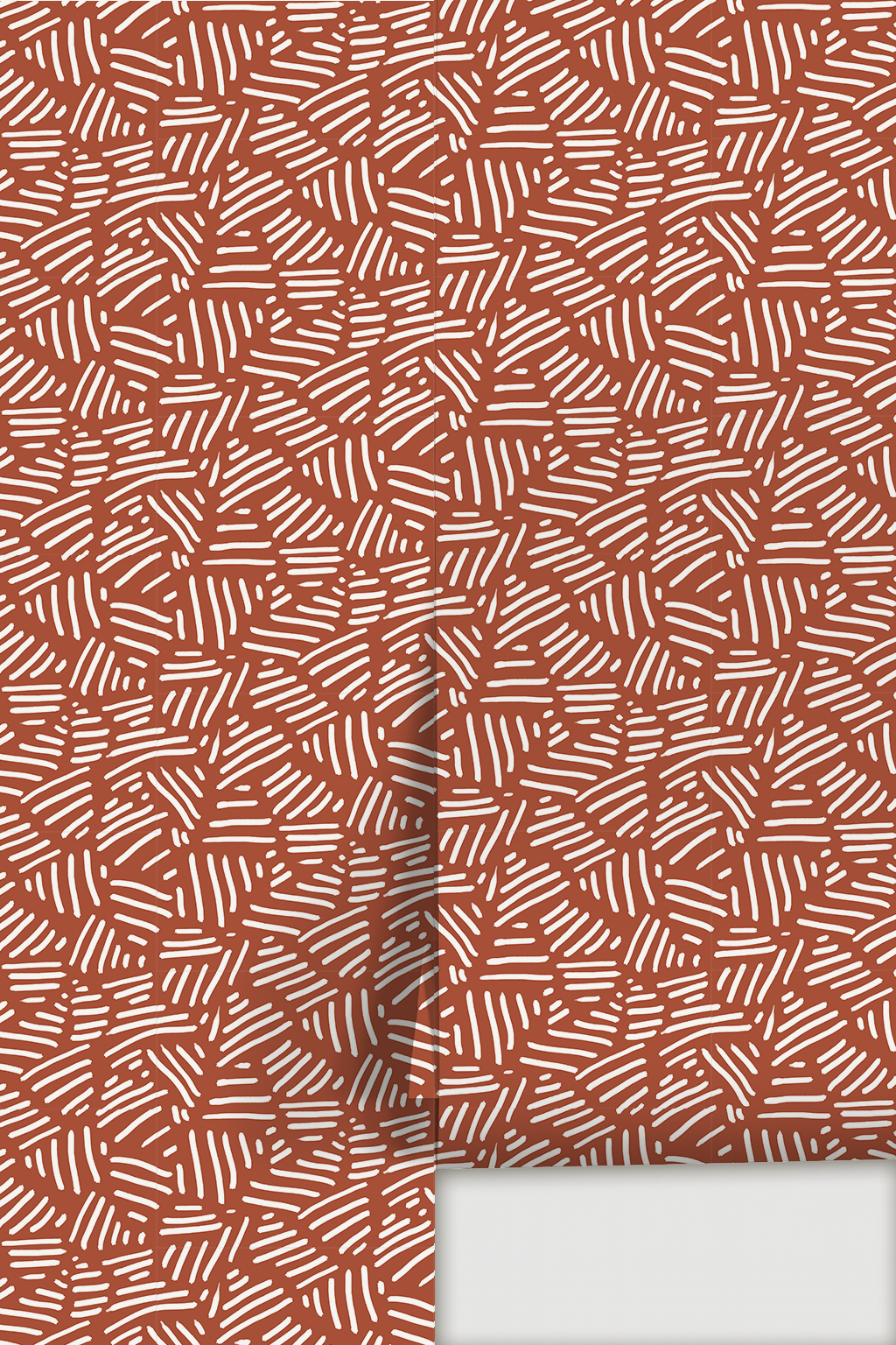 Simple Stripes Wallpaper, brick red and white