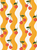 Wavy Cherry Wallpaper, white and yellow